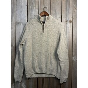 Luca Nobili Mens XL Wool Blend Quarter Zip Sweater Made in Italy Oatmeal Beige